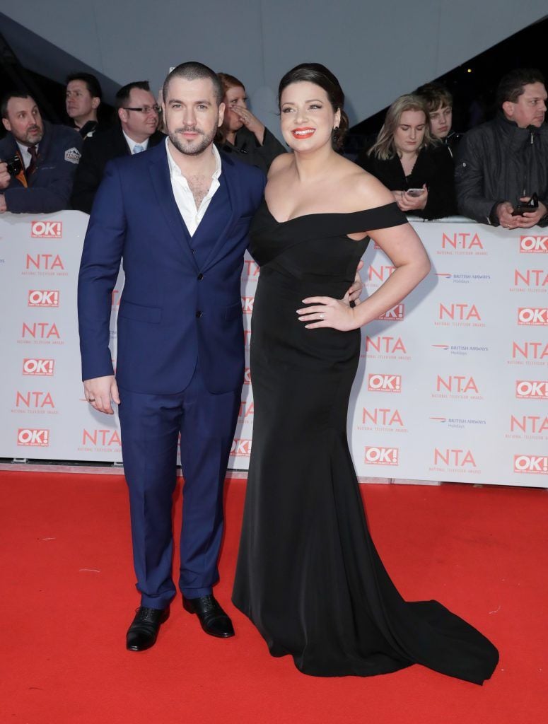 LONDON, ENGLAND - JANUARY 23:  Shayne Ward and Sophie Austin attend the National Television Awards 2018 at the O2 Arena on January 23, 2018 in London, England.  (Photo by John Phillips/Getty Images)