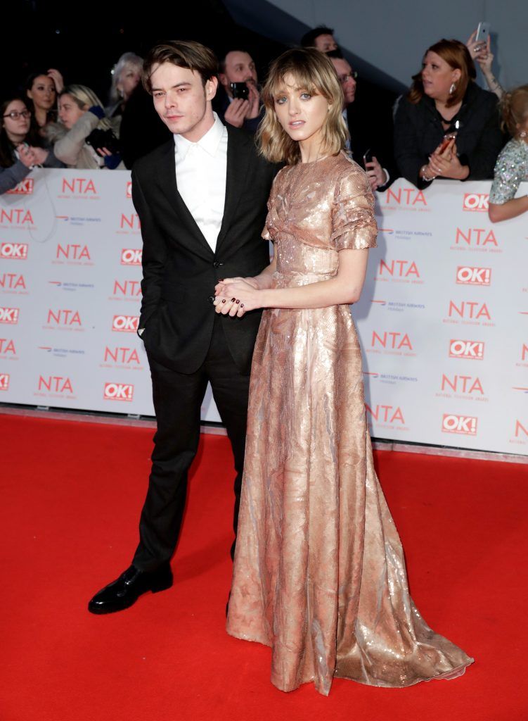 LONDON, ENGLAND - JANUARY 23:  Charlie Heaton and Natalia Dyer attend the National Television Awards 2018 at the O2 Arena on January 23, 2018 in London, England.  (Photo by John Phillips/Getty Images)