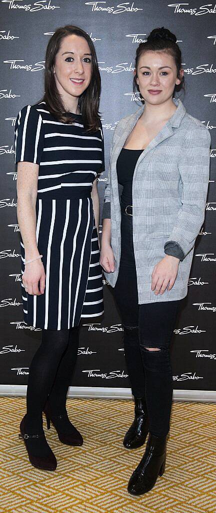 Michelle Lynch and Aoife Carton pictured at the Thomas Sabo S/S '18 launch in Herbert Park Hotel (23rd January). Photo by Patrick O'Leary