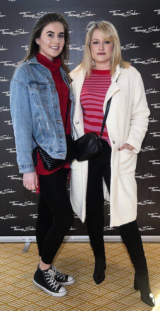 Oliva Keaney and Lorna Claire Weightman pictured at the Thomas Sabo S/S '18 launch in Herbert Park Hotel (23rd January). Photo by Patrick O'Leary