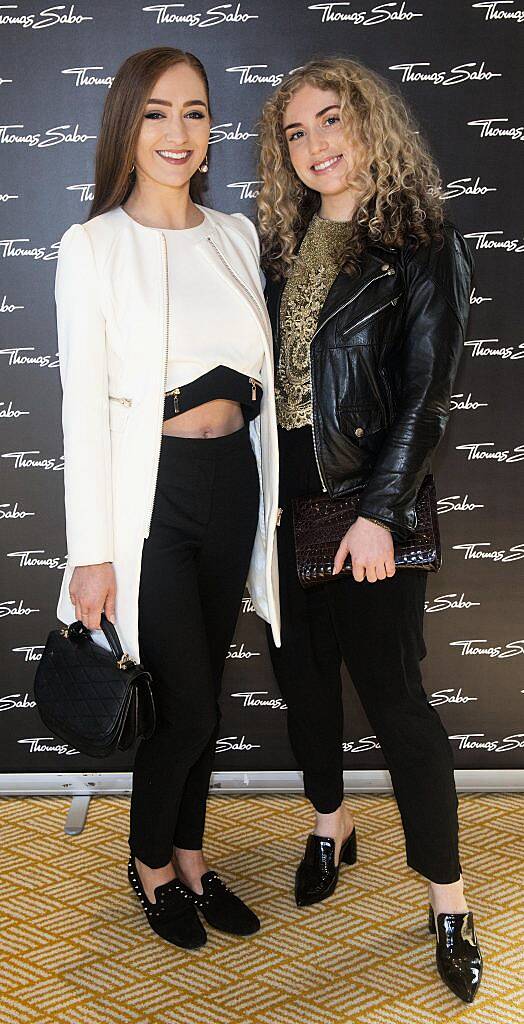 Yvette Byrne and Aoife Miniter pictured at the Thomas Sabo S/S '18 launch in Herbert Park Hotel (23rd January). Photo by Patrick O'Leary