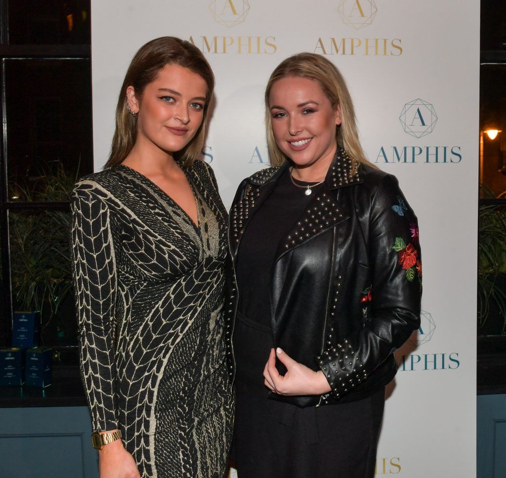 Georgia May Power and Sinead O'Brien at the launch of Amphis beauty, an Irish luxury range of marine nutricosmetics which have been scientifically developed to offer a more comprehensive and holistic approach to maintaining skin, bone health, hair and nails. Pictures: Jerry McCarthy