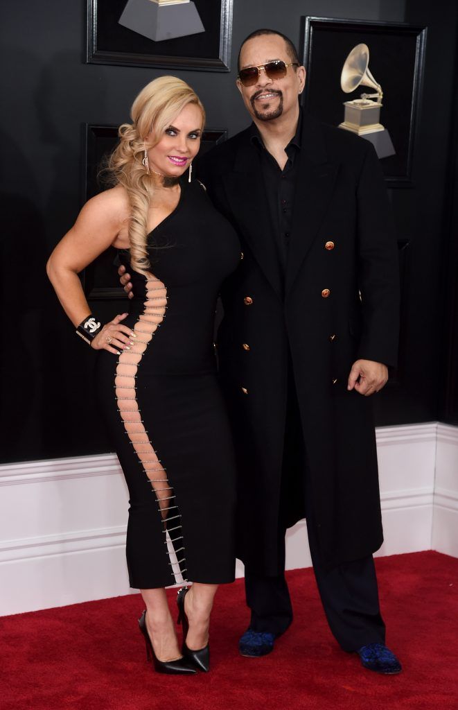 NEW YORK, NY - JANUARY 28:  TV personality Coco Austin (L) and recording artist-actor Ice-T attend the 60th Annual GRAMMY Awards at Madison Square Garden on January 28, 2018 in New York City.  (Photo by Jamie McCarthy/Getty Images)
