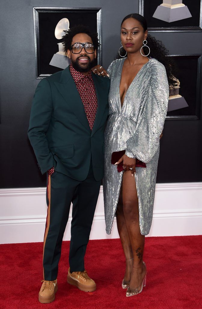 NEW YORK, NY - JANUARY 28:  Recording artist PJ Morton (L) and Kortni Morton attend the 60th Annual GRAMMY Awards at Madison Square Garden on January 28, 2018 in New York City.  (Photo by Jamie McCarthy/Getty Images)