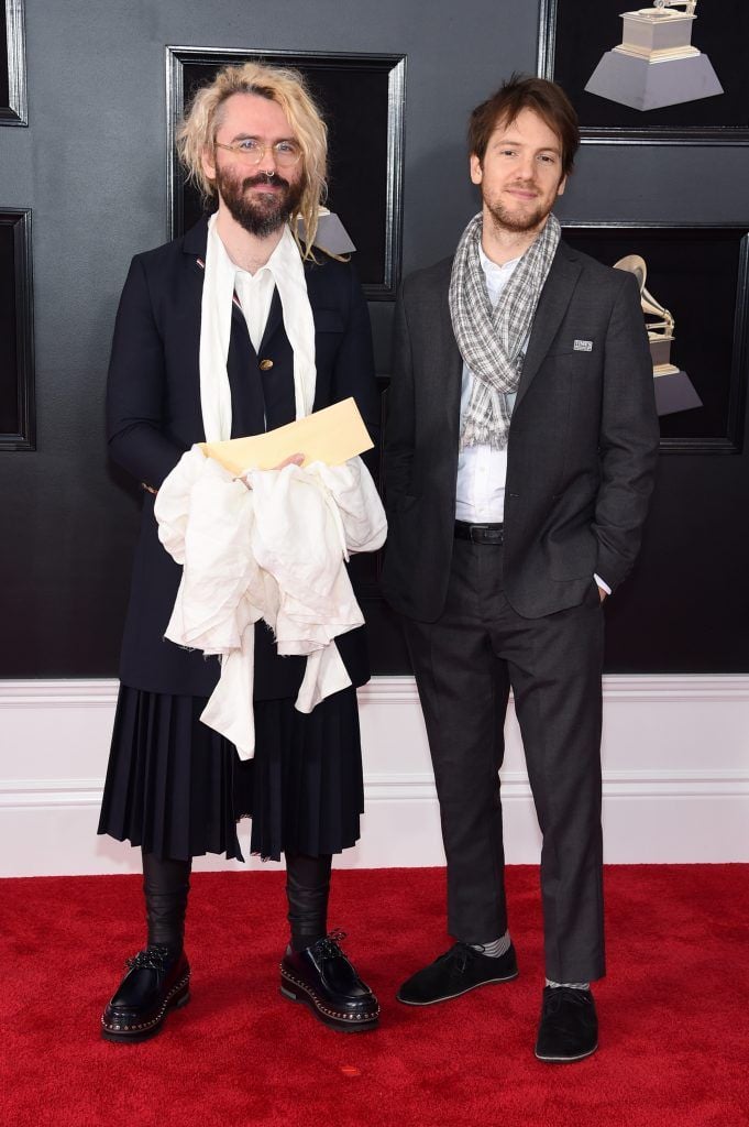 NEW YORK, NY - JANUARY 28: Producer Shawn Everett (L) and songwriter Blake Mills attend the 60th Annual GRAMMY Awards at Madison Square Garden on January 28, 2018 in New York City.  (Photo by Jamie McCarthy/Getty Images)