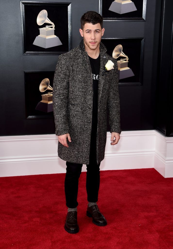 NEW YORK, NY - JANUARY 28:  Recording artist Nick Jonas attends the 60th Annual GRAMMY Awards at Madison Square Garden on January 28, 2018 in New York City.  (Photo by Jamie McCarthy/Getty Images)