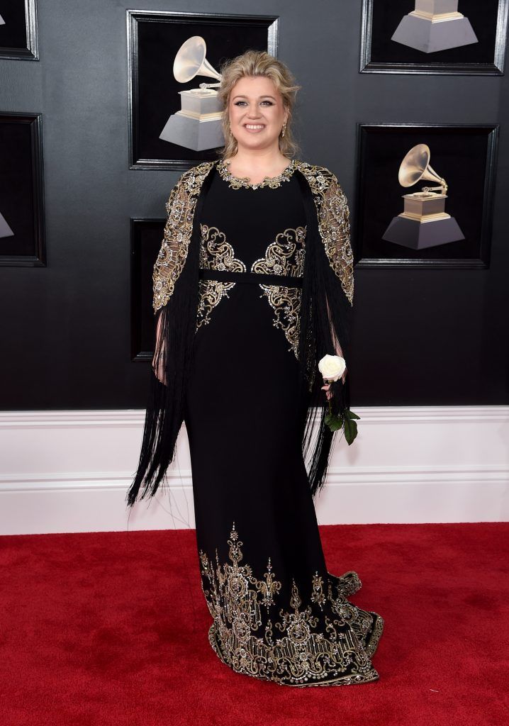 NEW YORK, NY - JANUARY 28:  Recording artist Kelly Clarkson attends the 60th Annual GRAMMY Awards at Madison Square Garden on January 28, 2018 in New York City.  (Photo by Jamie McCarthy/Getty Images)