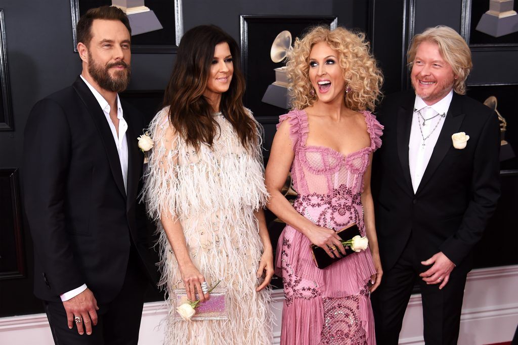 NEW YORK, NY - JANUARY 28:  (L-R) Recording artists Jimi Westbrook, Karen Fairchild, Kimberly Schlapman, and Philip Sweet of musical group Little Big Town attend the 60th Annual GRAMMY Awards at Madison Square Garden on January 28, 2018 in New York City.  (Photo by Dimitrios Kambouris/Getty Images for NARAS)