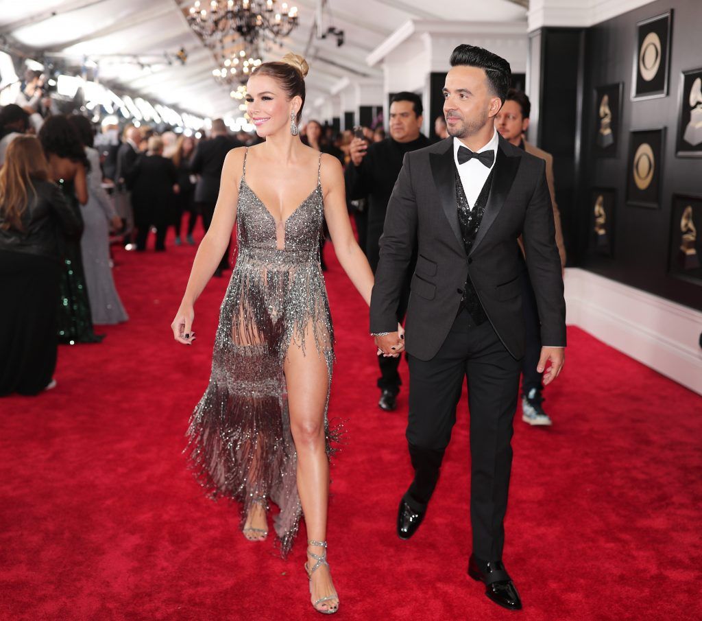 NEW YORK, NY - JANUARY 28:  Model Agueda Lopez (L) and recording artist Luis Fonsi attend the 60th Annual GRAMMY Awards at Madison Square Garden on January 28, 2018 in New York City.  (Photo by Christopher Polk/Getty Images for NARAS)