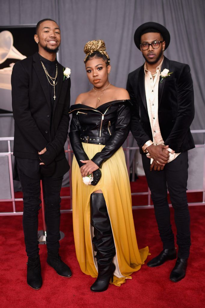 NEW YORK, NY - JANUARY 28:  (L-R) Recording artists Paco Walls, Ahjah Walls and Darrel Walls of muscial group The Walls Group attends the 60th Annual GRAMMY Awards at Madison Square Garden on January 28, 2018 in New York City.  (Photo by Dimitrios Kambouris/Getty Images for NARAS)