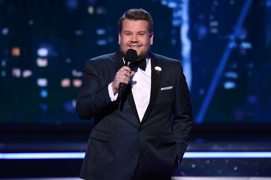 Host James Corden speaks onstage during the 60th Annual GRAMMY Awards at Madison Square Garden on January 28, 2018 in New York City.  (Photo by Kevin Winter/Getty Images for NARAS)