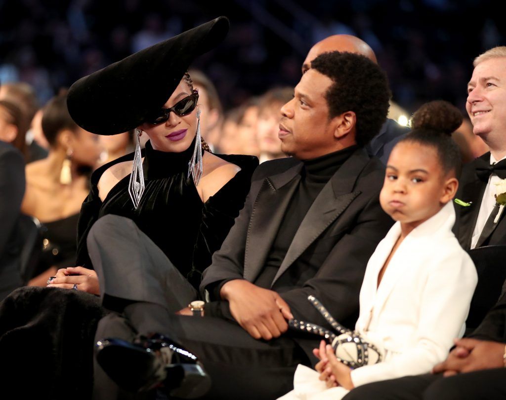 Beyonce, Jay-Z and Blue Ivy Carter attends the 60th Annual GRAMMY Awards at Madison Square Garden on January 28, 2018 in New York City.  (Photo by Christopher Polk/Getty Images for NARAS)
