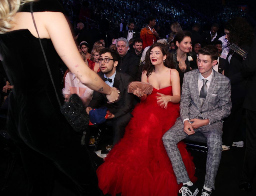 Recording artists Jack Antonoff, Lorde and Angelo Yelich-O'Connor attend the 60th Annual GRAMMY Awards at Madison Square Garden on January 28, 2018 in New York City.  (Photo by Christopher Polk/Getty Images for NARAS)
