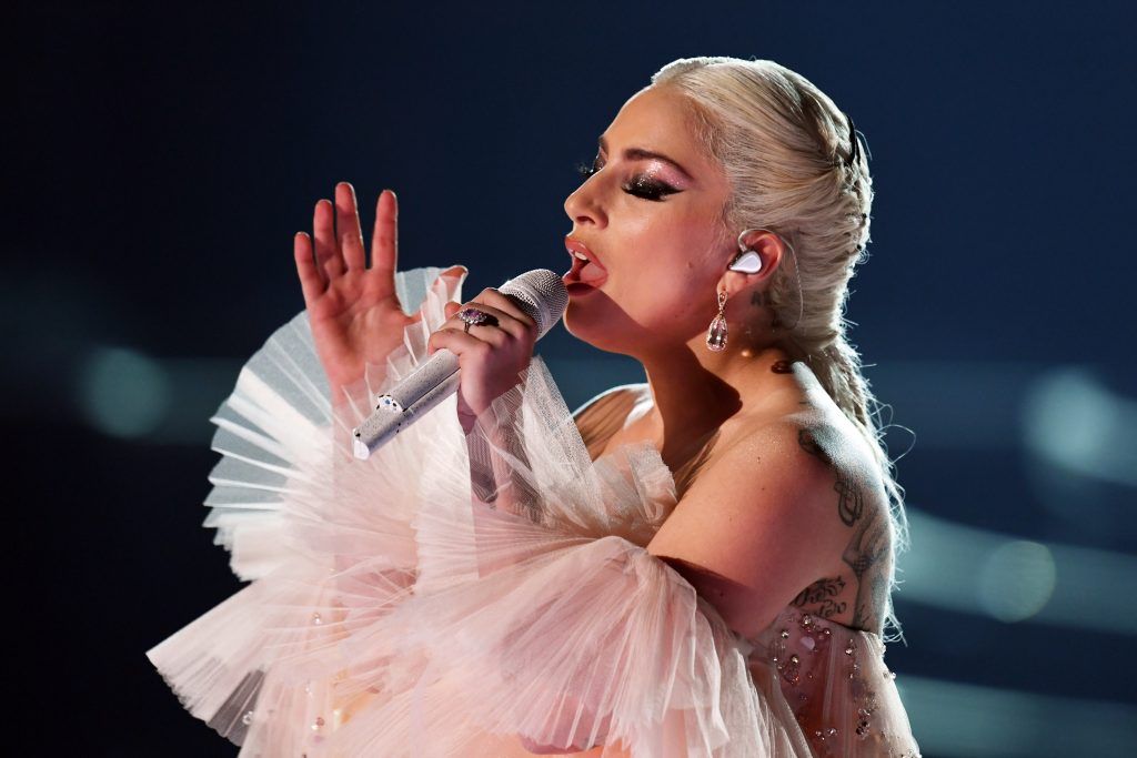 Recording artist Lady Gaga performs onstage during the 60th Annual GRAMMY Awards at Madison Square Garden on January 28, 2018 in New York City.  (Photo by Kevin Winter/Getty Images for NARAS)