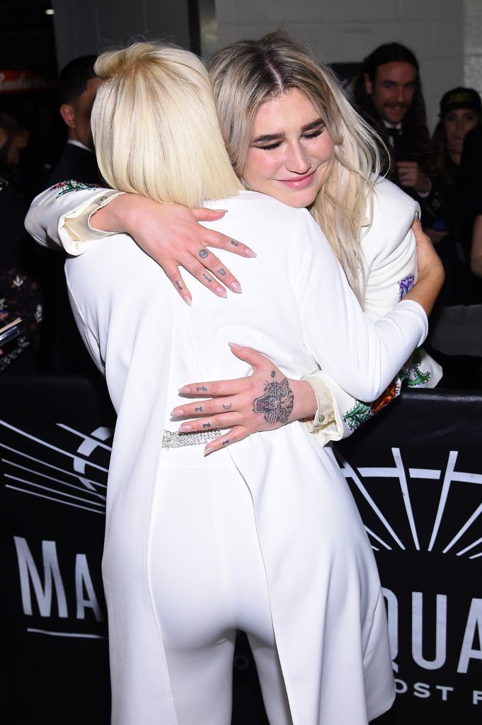 Recording artists Bebe Rexha (L) and Kesha attend the 60th Annual GRAMMY Awards at Madison Square Garden on January 28, 2018 in New York City.  (Photo by Dimitrios Kambouris/Getty Images for NARAS)