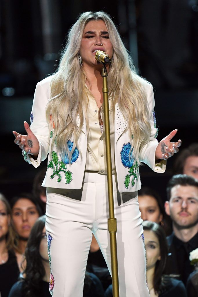 Recording artist Kesha performs onstage during the 60th Annual GRAMMY Awards at Madison Square Garden on January 28, 2018 in New York City.  (Photo by Kevin Winter/Getty Images for NARAS)
