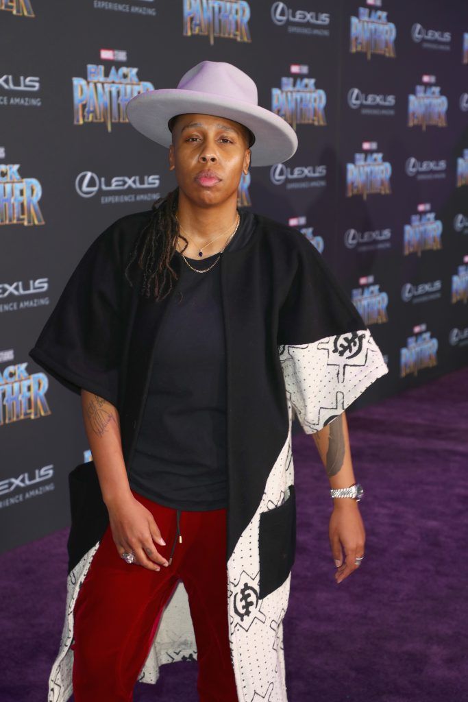 Lena Waithe arrives for the World Premiere of Marvel Studios Black Panther, presented by Lexus, at Dolby Theatre in Hollywood on January 29th.  (Photo by Joe Scarnici/Getty Images for Lexus)