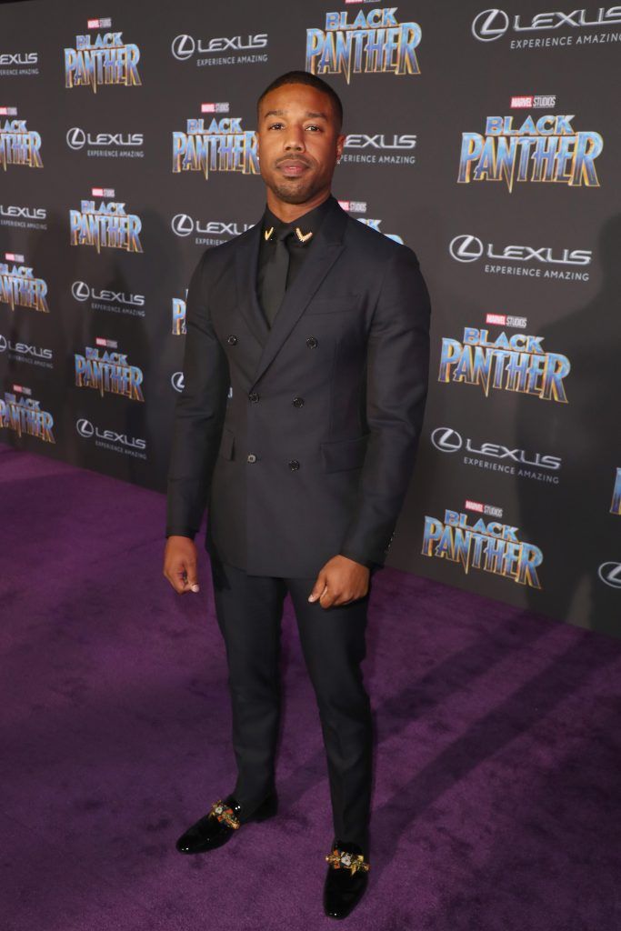 Michael B. Jordan arrives for the World Premiere of Marvel Studios Black Panther, presented by Lexus, at Dolby Theatre in Hollywood on January 29th.  (Photo by Joe Scarnici/Getty Images for Lexus)