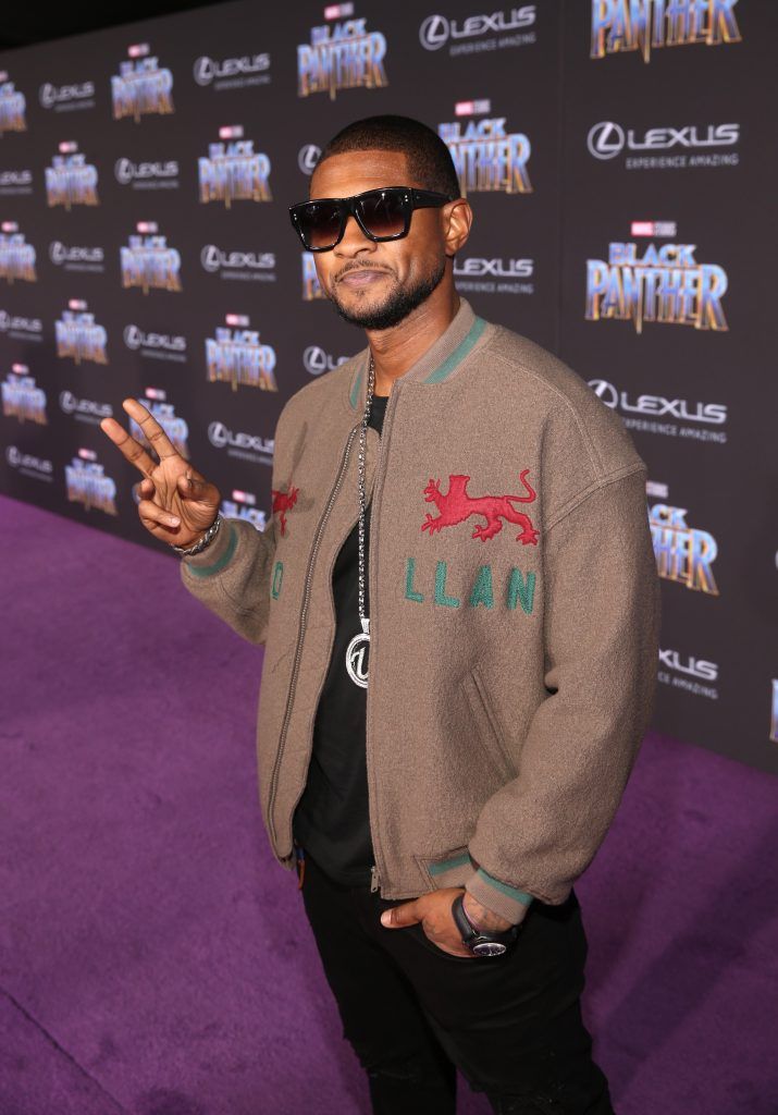 Singer Usher at the Los Angeles World Premiere of Marvel Studios' BLACK PANTHER at Dolby Theatre on January 29, 2018 in Hollywood, California. (Photo by Jesse Grant/Getty Images for Disney)