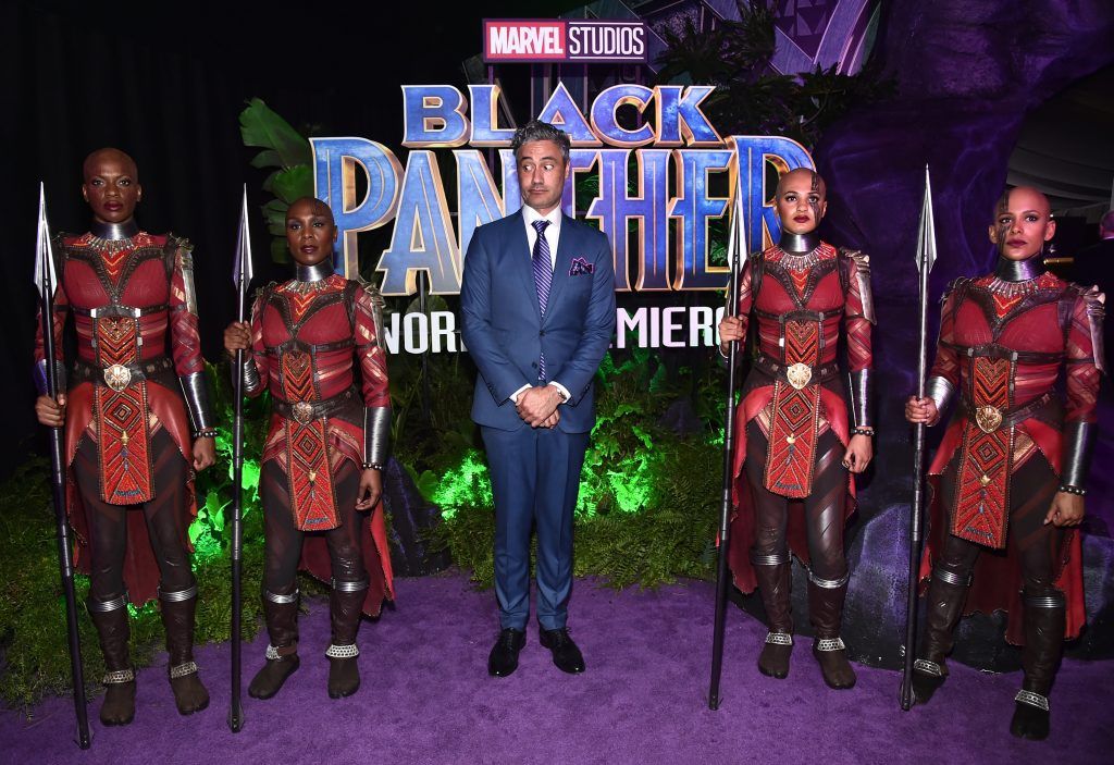 Director Taika Waititi (C) at the Los Angeles World Premiere of Marvel Studios' BLACK PANTHER at Dolby Theatre on January 29, 2018 in Hollywood, California.  (Photo by Alberto E. Rodriguez/Getty Images for Disney)