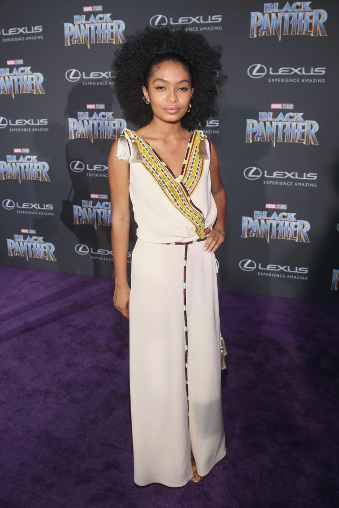 Actor Yara Shahidi at the Los Angeles World Premiere of Marvel Studios' BLACK PANTHER at Dolby Theatre on January 29, 2018 in Hollywood, California.  (Photo by Jesse Grant/Getty Images for Disney)
