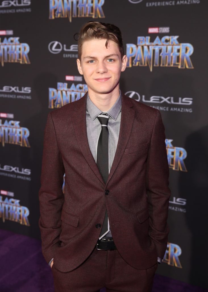 Actor Ty Simpkins at the Los Angeles World Premiere of Marvel Studios' BLACK PANTHER at Dolby Theatre on January 29, 2018 in Hollywood, California.  (Photo by Jesse Grant/Getty Images for Disney)