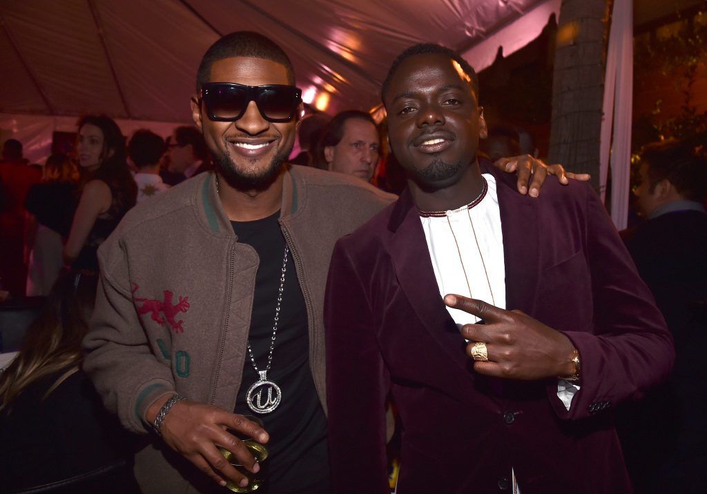 Singer Usher (L) and actor Daniel Kaluuya at the Los Angeles World Premiere of Marvel Studios' BLACK PANTHER at Dolby Theatre on January 29, 2018 in Hollywood, California.  (Photo by Alberto E. Rodriguez/Getty Images for Disney)