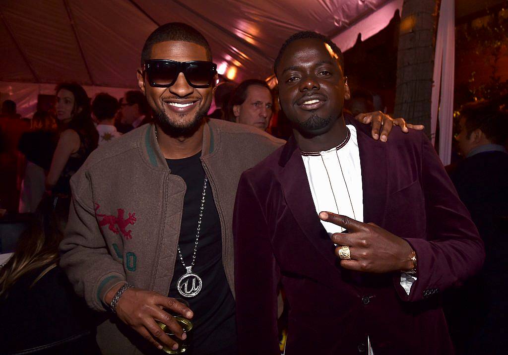 Singer Usher (L) and actor Daniel Kaluuya at the Los Angeles World Premiere of Marvel Studios' BLACK PANTHER at Dolby Theatre on January 29, 2018 in Hollywood, California.  (Photo by Alberto E. Rodriguez/Getty Images for Disney)