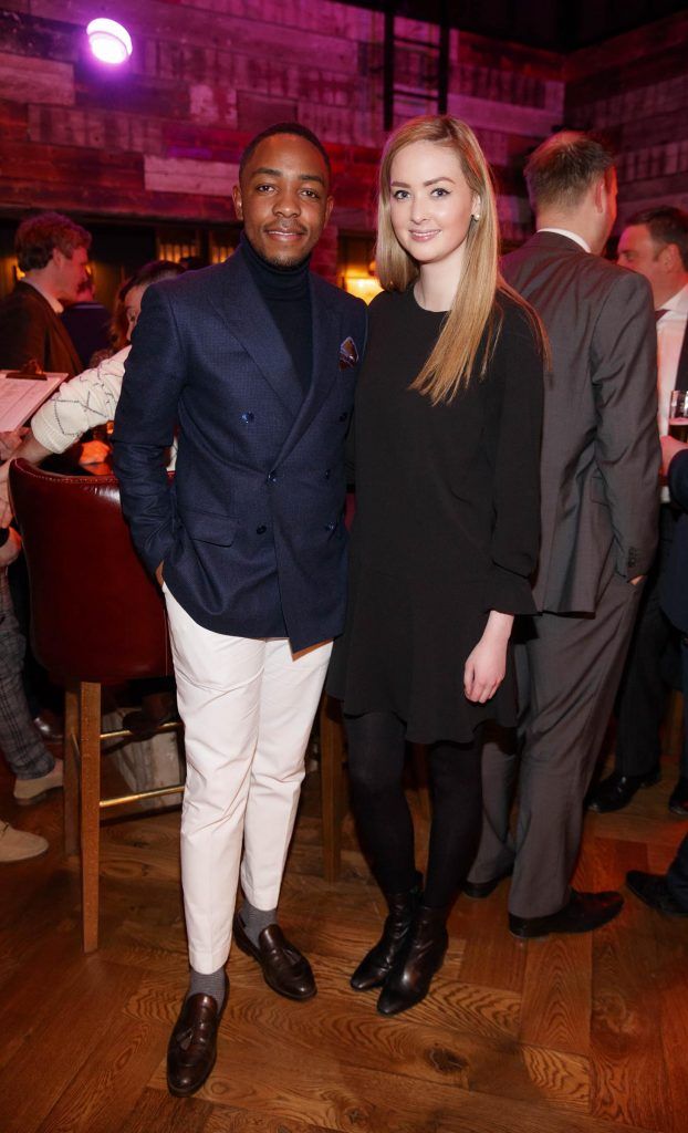 Lawson Mpame and Aoife McCormack at the relaunch of the lounge bar and Boss Crokers snug bar at Sandyford House in Sandyford Village, Dublin 18 (1st February 2018). Picture by Andres Poveda