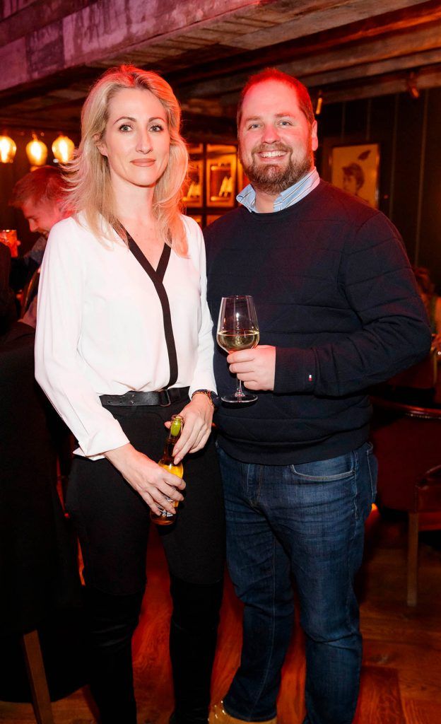 Ursula Heffernan and Chris Moore at the relaunch of the lounge bar and Boss Crokers snug bar at Sandyford House in Sandyford Village, Dublin 18 (1st February 2018). Picture by Andres Poveda