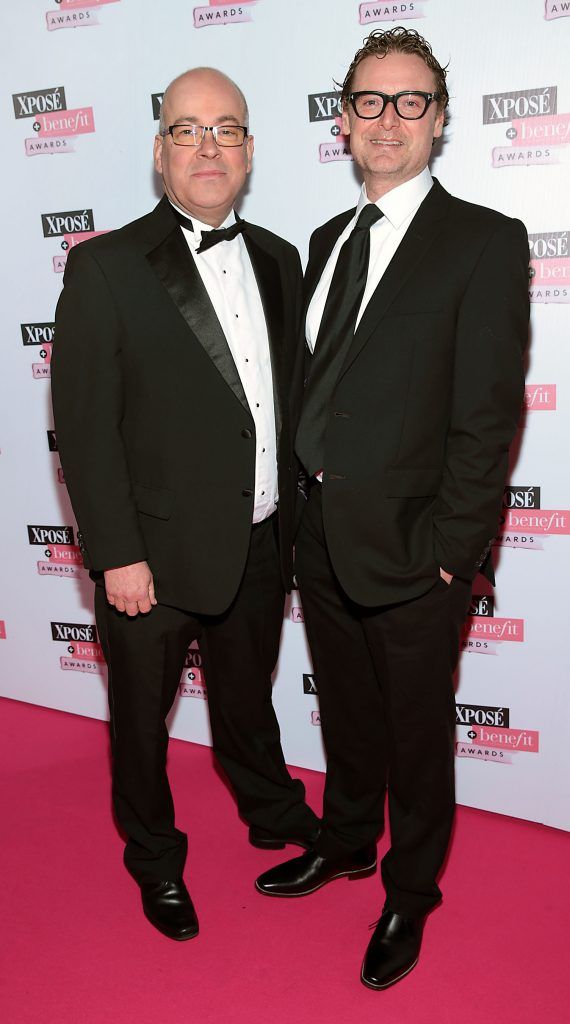 Andy May and Aidan Grogan at the inaugural Xpose Benefit Awards that took place in The Mansion House, Dublin to celebrate the best in fashion and entertainment in Ireland. Picture: Brian McEvoy