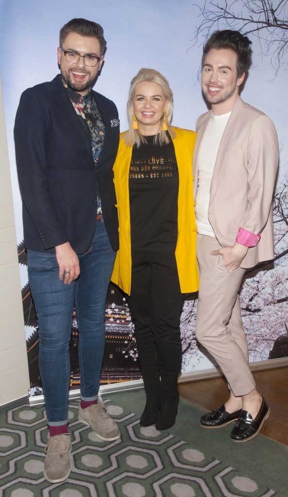 James Butler, Danielle Mahon and Mark Rogers pictured at Gok Wan and Danielle Mahon's launch of their Fashion and Beauty Collective roadshows in the Westbury Hotel, Dublin. Photo: Patrick O'Leary