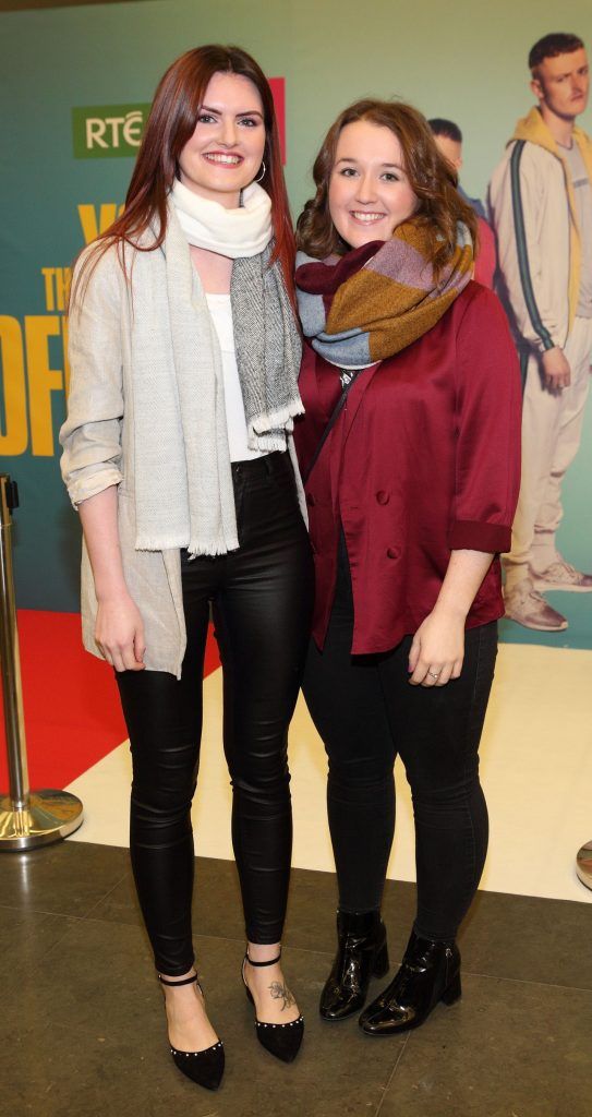 Anne Marie Kelly and Treasa O'Brien at the launch of the new Young Offenders television series at the ODEON Cinema in Point Square, Dublin. 'The Young Offenders' debuts on RTE2 on Thursday 8th February at 9.30pm. Photo by Morris Wall