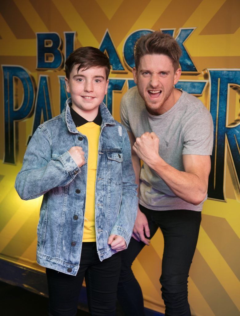 Nate The Great Kelly & Stephen Byrne pictured at the special preview screening of Marvel's Black Panther in Cineworld Parnell Street. Photo: Anthony Woods.