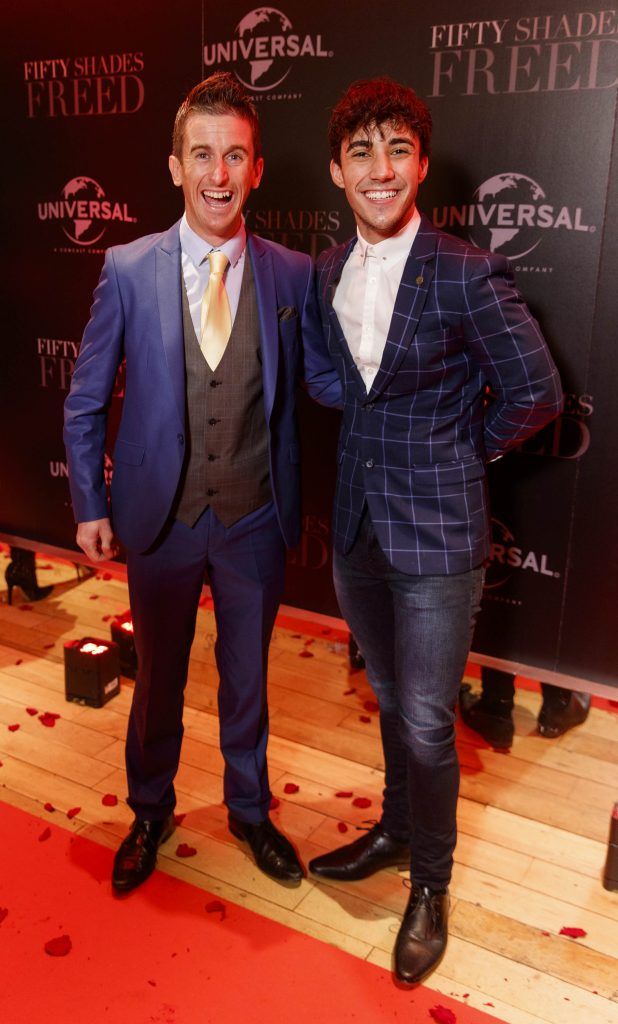 Rob Heffernan and Jake Carter pictured at Universal Pictures screening of Fifty Shades Freed at the Light House Cinema, Dublin. Picture: Andres Poveda