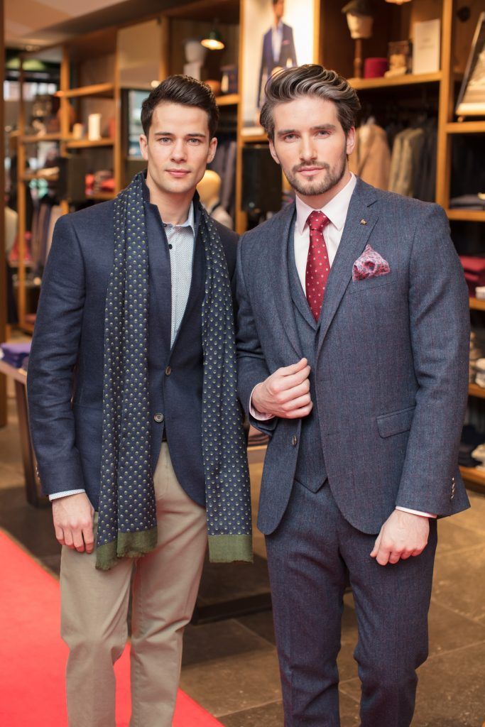 Darren Regazzoli & Alex Paval pictured at the Magee 1866 SS18 fashion show at Magee of South Anne Street . Photo: Anthony Woods