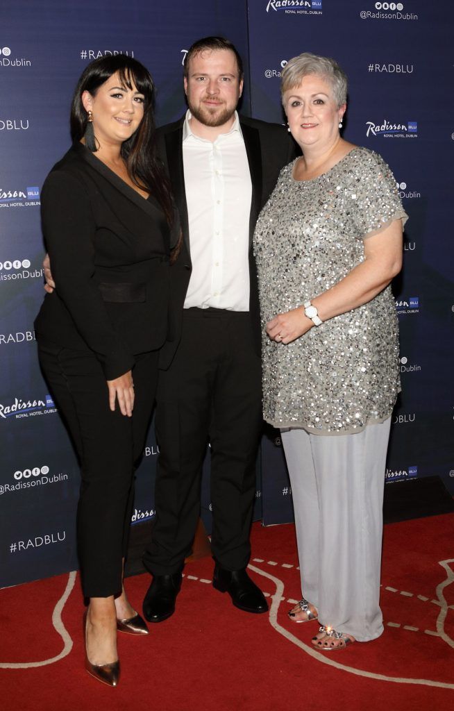 Emma Fitzpatrick, Warren Fitzpatrick and Linda Cunningham at the CARI Red Ball 2018 at The Radisson Blu Hotel, Golden Lane, Dublin. Photo: Brian McEvoy Photography