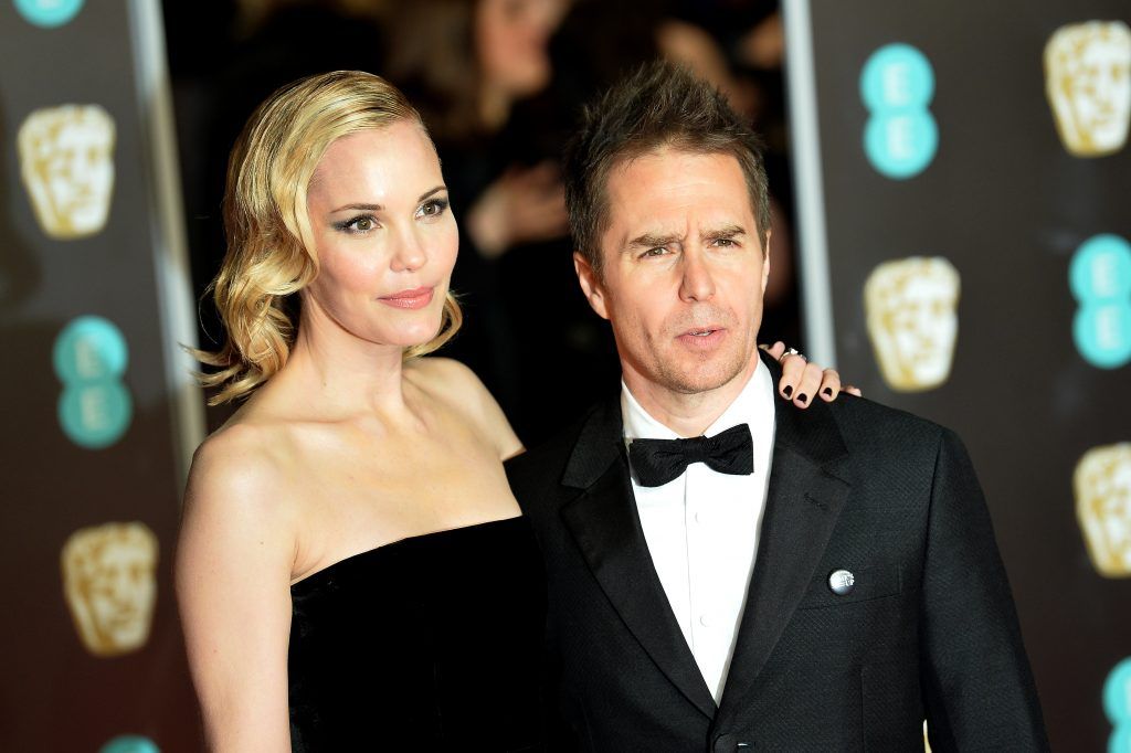 LONDON, ENGLAND - FEBRUARY 18:  Leslie Bibb and Sam Rockwell attends the EE British Academy Film Awards (BAFTA) held at Royal Albert Hall on February 18, 2018 in London, England.  (Photo by Jeff Spicer/Jeff Spicer/Getty Images)
