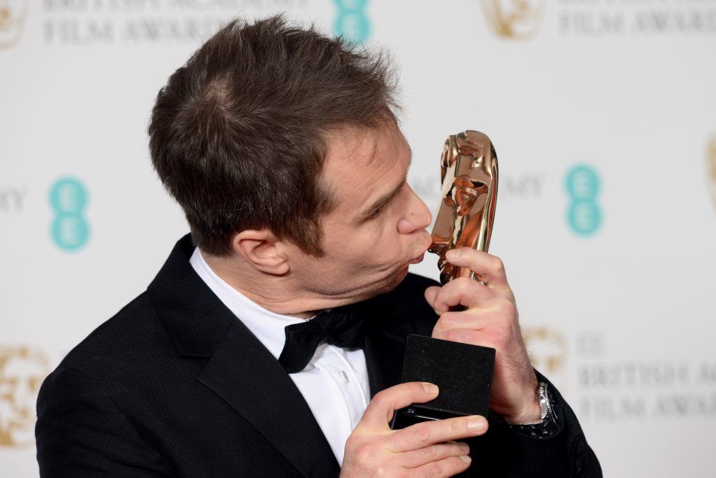 Winner of Supporting Actor for 'Three Billboards Outside Ebbing, Missouri', Sam Rockwell poses in the press room during the EE British Academy Film Awards (BAFTAs) held at Royal Albert Hall on February 18, 2018 in London, England.  (Photo by Dave J Hogan/Dave J Hogan/Getty Images)