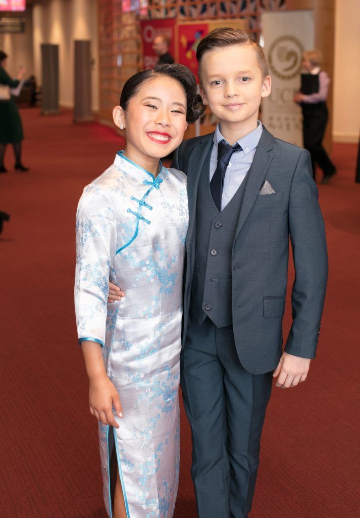 Kerry Sui 10 & Francis Carty 11 pictured at the Dublin Chinese New Year Festival Spring Festival Gala Reception kindly hosted by Kildare Village. Photo: Anthony Woods