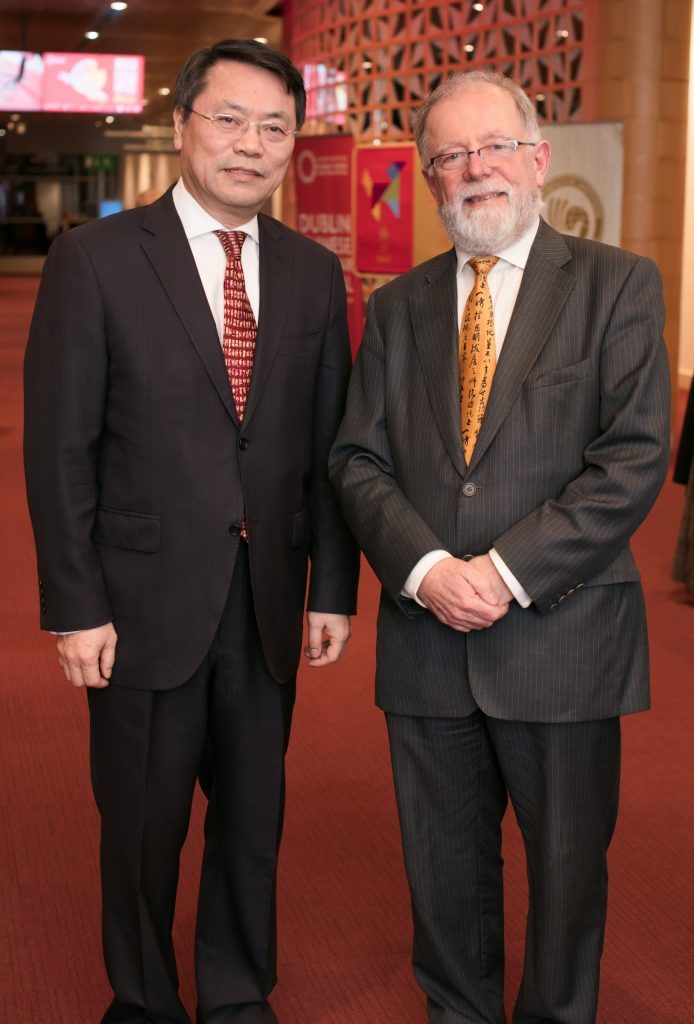 Professor Cathal McSwiny Brugha & Professor Liming Wang pictured at the Dublin Chinese New Year Festival Spring Festival Gala Reception kindly hosted by Kildare Village. Photo: Anthony Woods