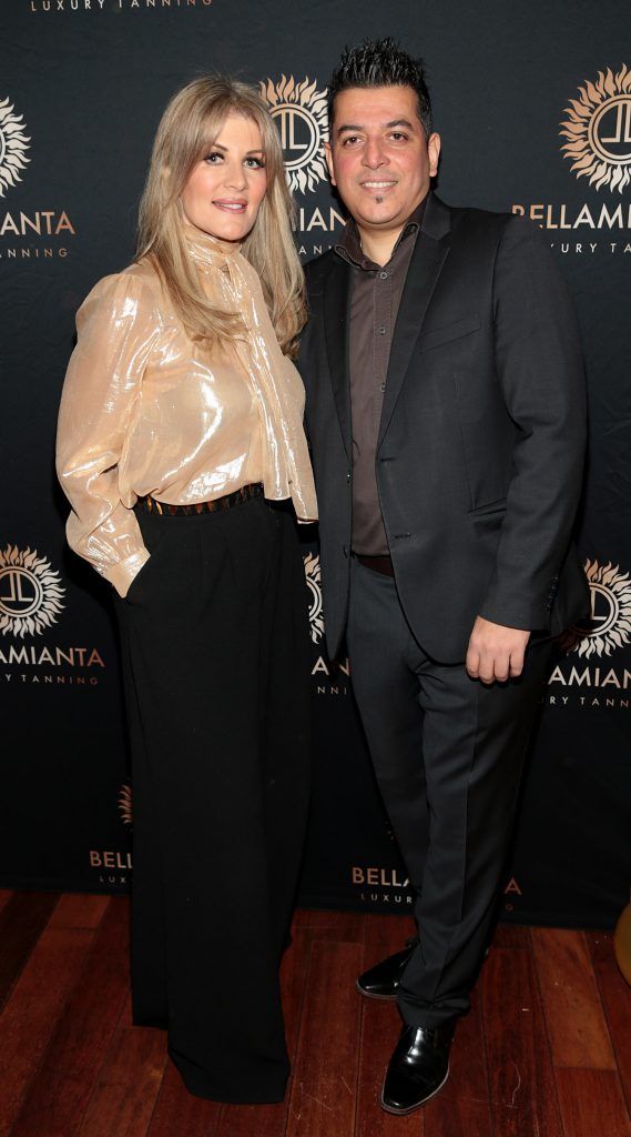 Valerie Roe and Jas Narwal at the launch of Bellamianta Tan Liquid Gold at Ananda Restaurant, Dundrum. Photo by Brian McEvoy