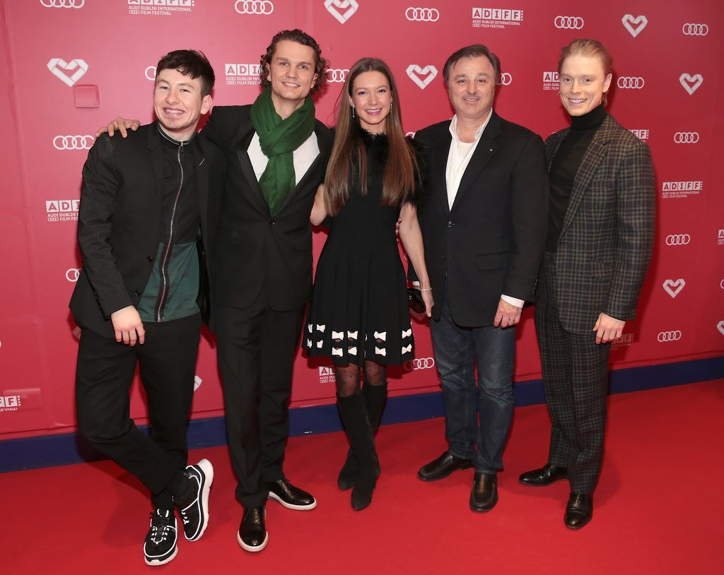 Barry Keoghan, Arcadiy Golubovich, Kate Maberly, Tim O Hair and Freddie Fox at the screening of Black 47 for the Gala Opening of the Audi Dublin International Film Festival.  Picture by Brian McEvoy