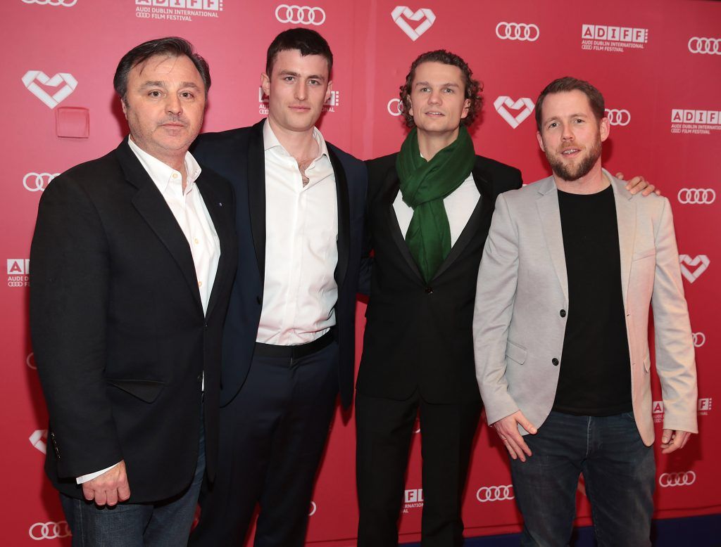 Tim O Hair, James Frecheville, Arcadiy Golubovich and Macdara Kelleher at the screening of Black 47 for the Gala Opening of the Audi Dublin International Film Festival.  Picture by Brian McEvoy