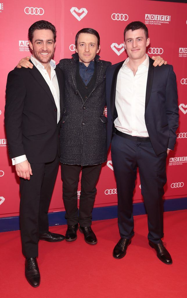 Laurence O'Fuarain,  Lance Daly and James Frecheville at the screening of Black 47 for the Gala Opening of the Audi Dublin International Film Festival.  Picture by Brian McEvoy