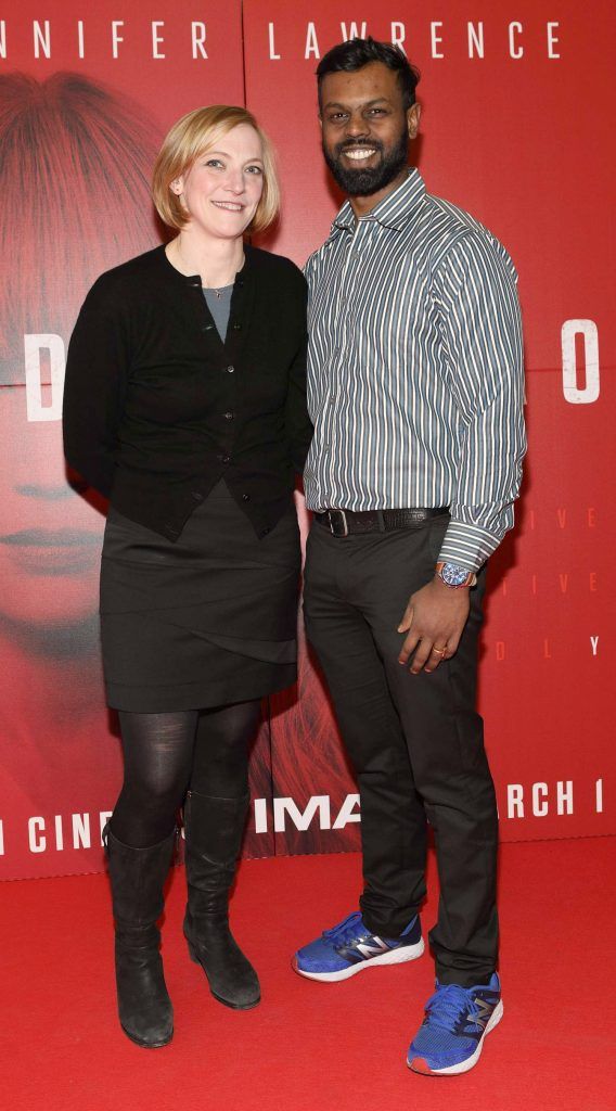 Ailise James and Praveen Kumar  at the special preview screening of Red Sparrow at the ODEON Cinema, Point Square. Photo by Brian McEvoy