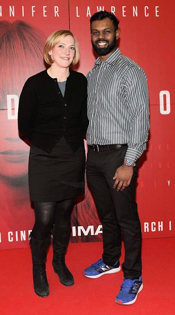 Ailise James and Praveen Kumar  at the special preview screening of Red Sparrow at the ODEON Cinema, Point Square. Photo by Brian McEvoy