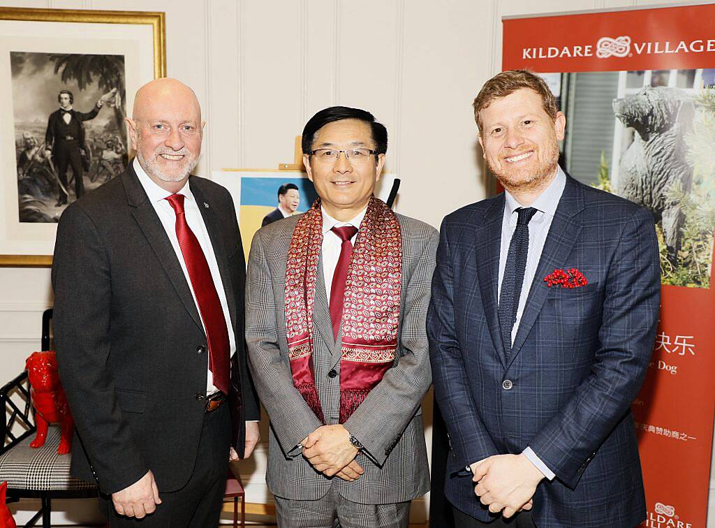 David Boyce, His Excellency Dr. Yue Xiaoyong and Victor Biffi Rosano at the Chinese New Year celebrations in Kildare Village. Photo by Kieran Harnett