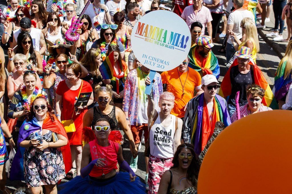 Pictured on the Mamma Mia! Here We Go Again float at this year's Dublin Pride Parade, Saturday June 30th. Picture Andres Poveda