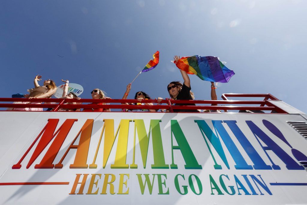 Pictured on the Mamma Mia! Here We Go Again float at this year's Dublin Pride Parade, Saturday June 30th. Picture Andres Poveda